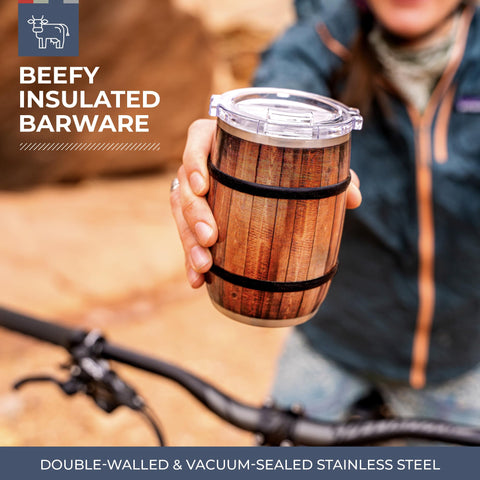 ORCA Barrel 12oz dark oak exterior showcases premium look and durability.