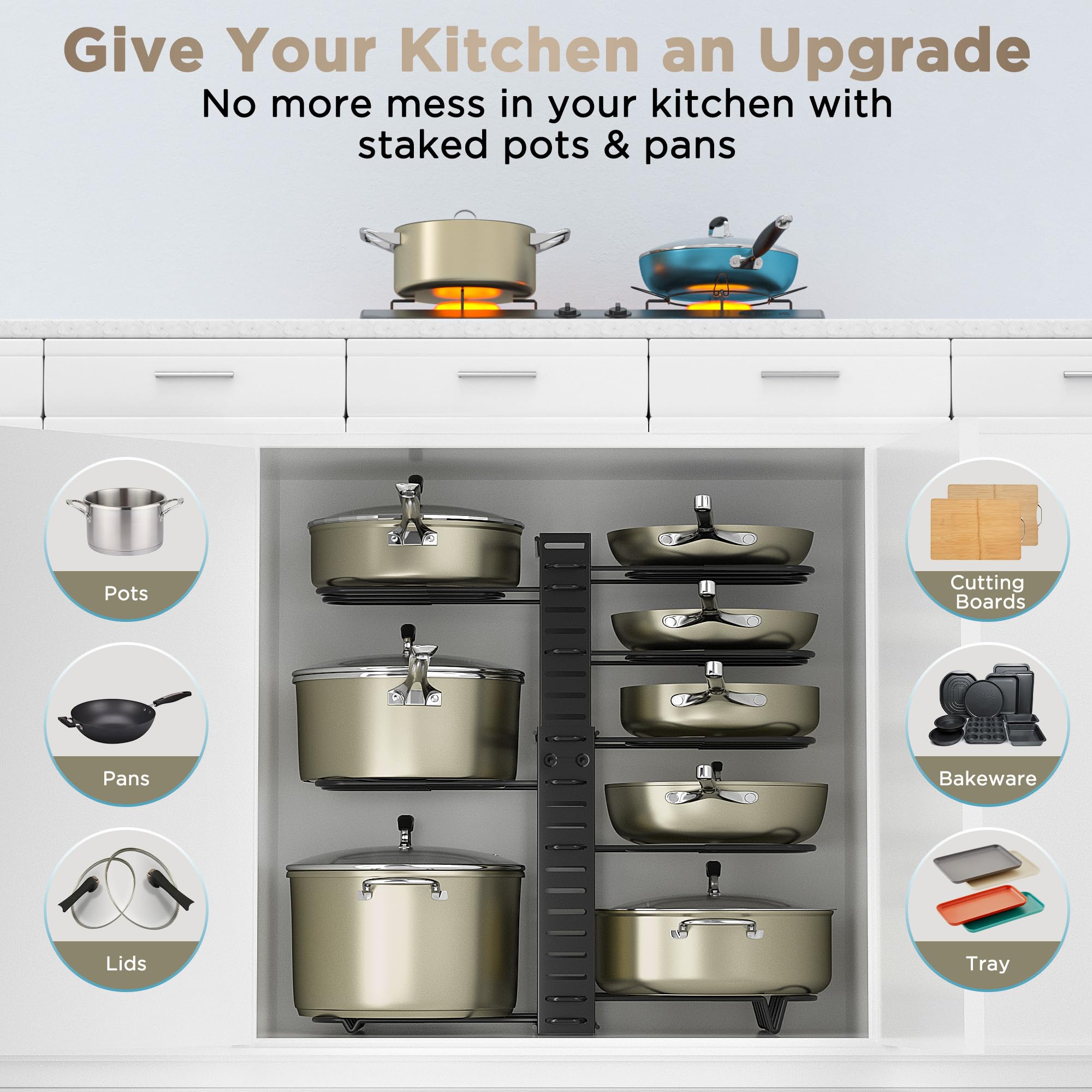 ORDORA keeps cookware within easy reach while cooking