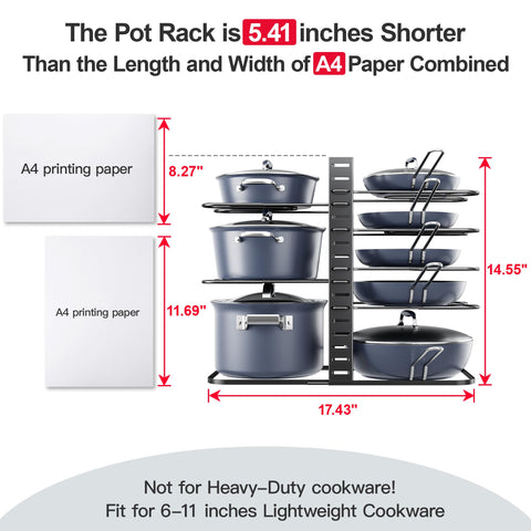 ORDORA eight-tier rack displaying pots and lids within reach