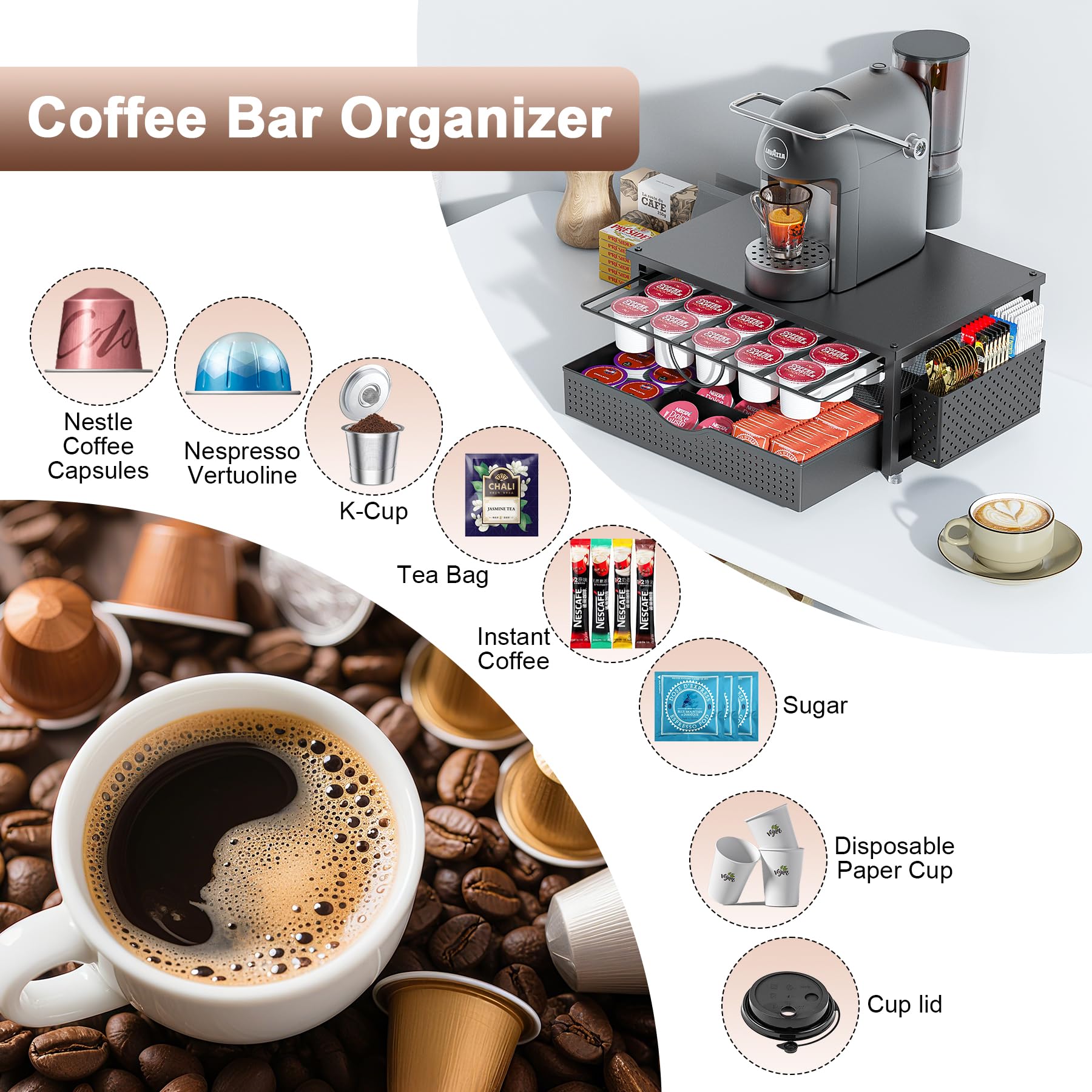 ORDROLL K Cup Holder industrial-strength metal frame for everyday use.