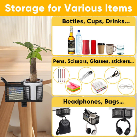 OrgaFocus clip-on holder fits up to 4-inch cups with no-scratch coating