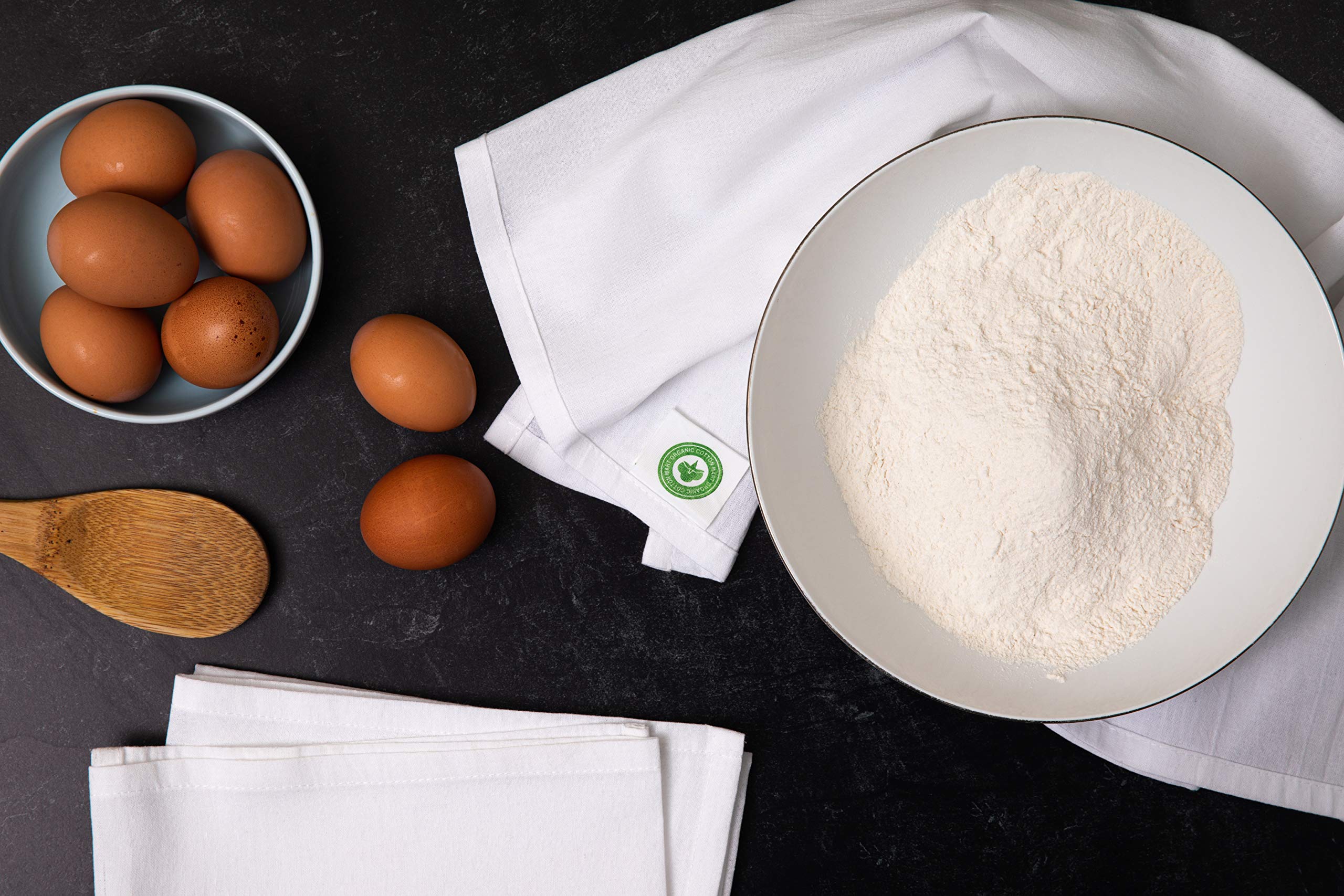 Organic Cotton Mart extra-large 27x27 towels absorb spills with ease.