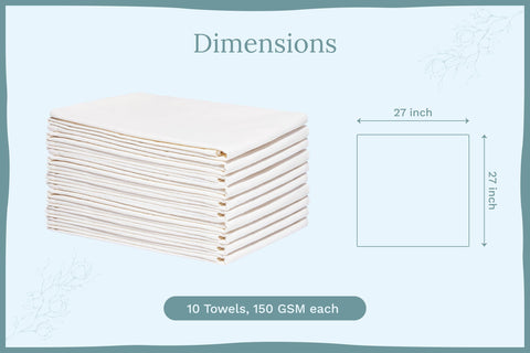 Organic Cotton Mart towels with finished hems, durable for repeated use.