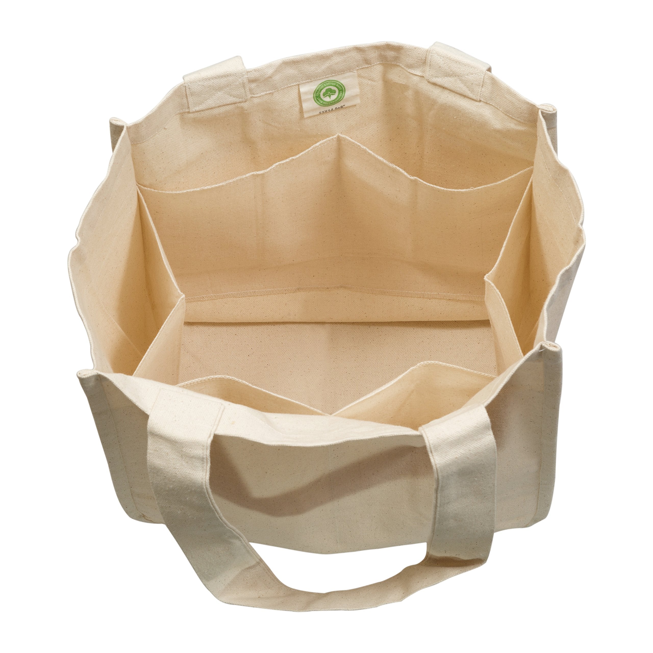 Organic Cotton Mart large canvas tote provides sturdy storage for groceries.