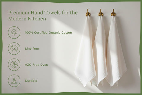 Organic Cotton Mart off-white towels folded and ready for use.