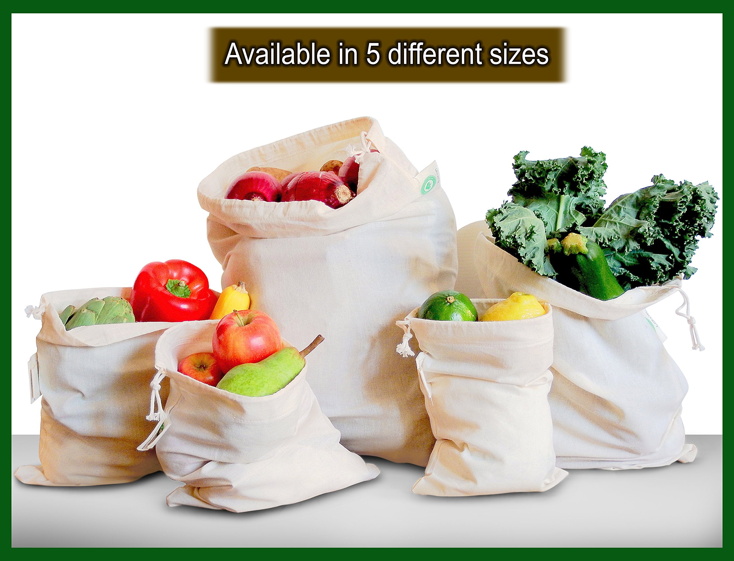 Organic Cotton Mart hanging drawstring bag showcasing versatile storage option.