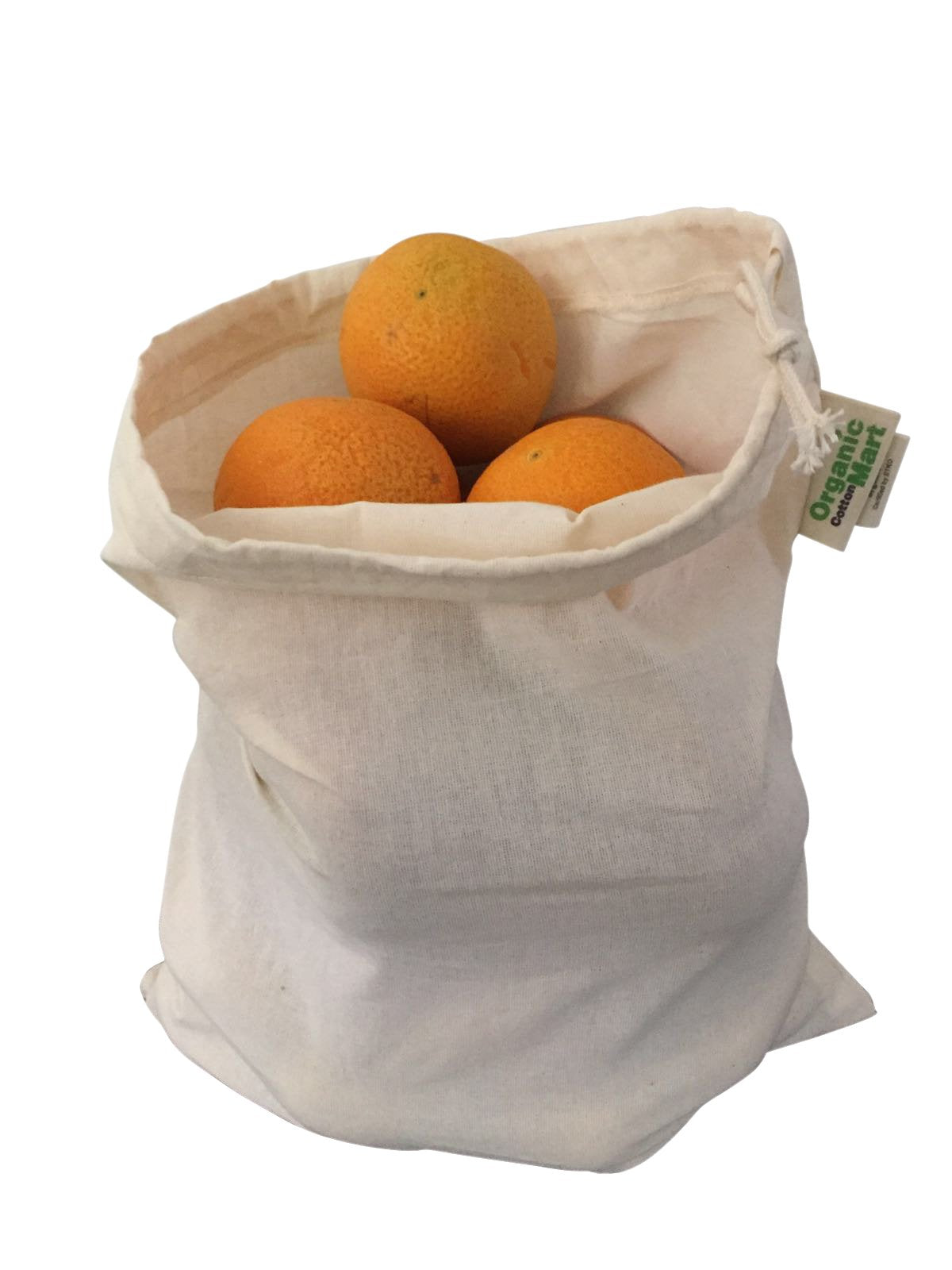 Organic Cotton Mart X-Large bag showing size range from XS to XL.
