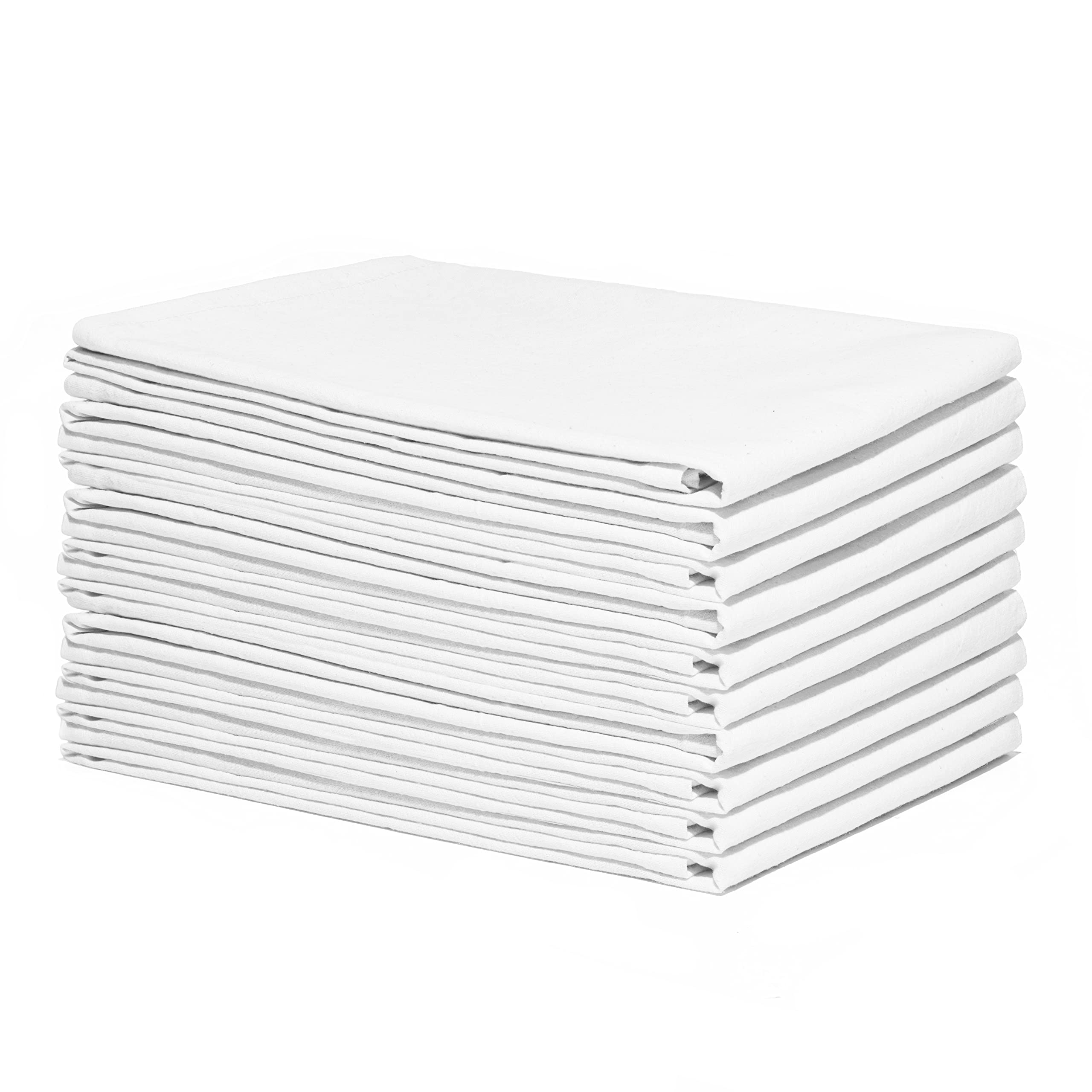 Organic Cotton Mart white dish towels 10-pack for daily kitchen use.