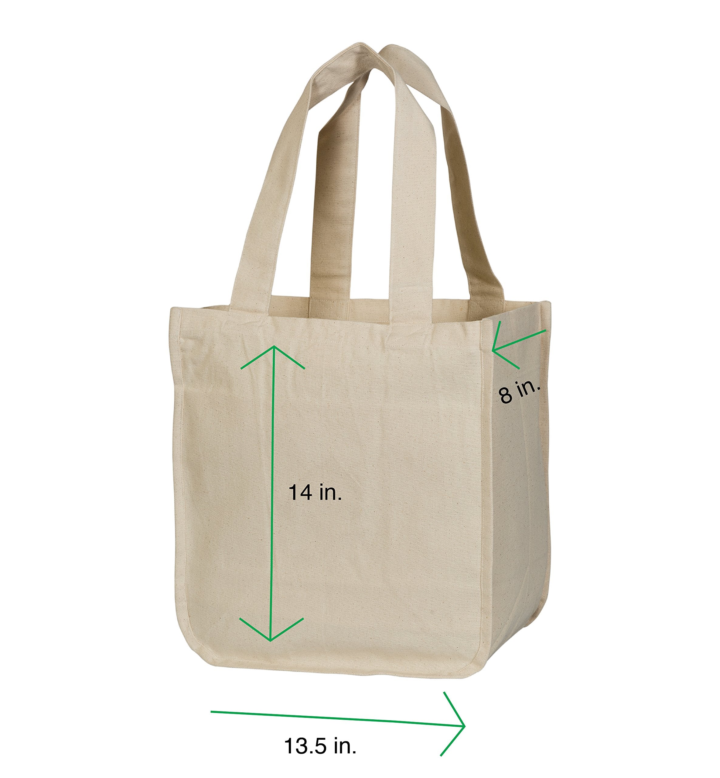 Organic Cotton Mart bag features extra wide 1.5-inch handles for comfortable carrying.