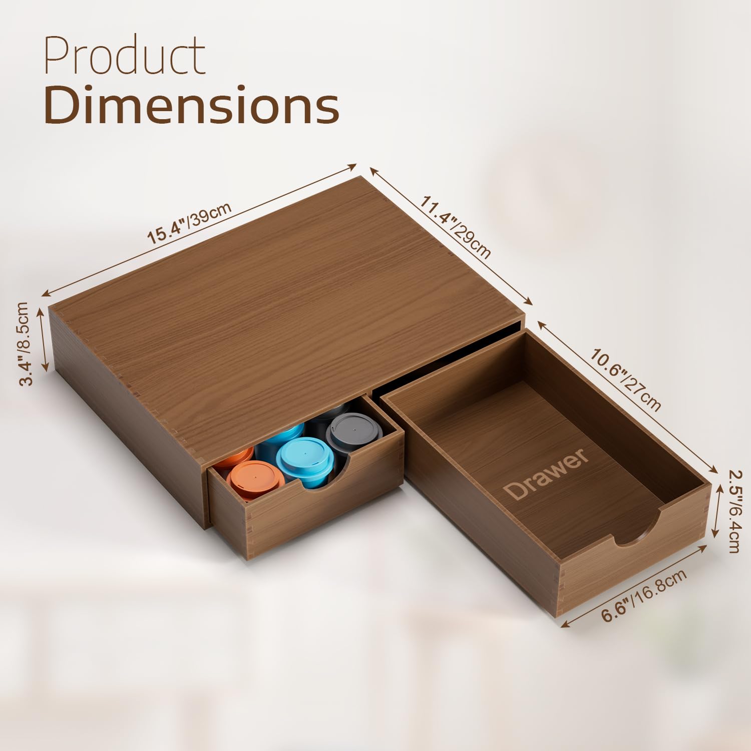 ORGMASTER wooden K Cup Organizer top view highlights compact pod layout.
