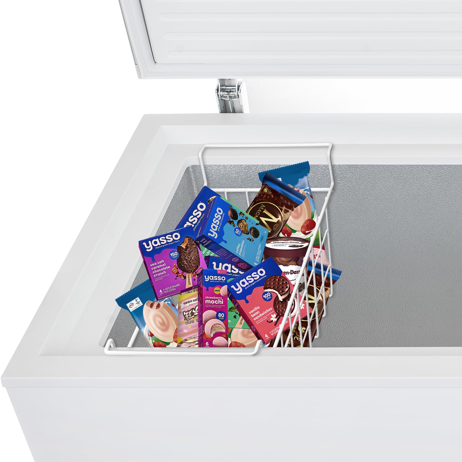 Orgneas 2 pack freezer bins set up for organized storage