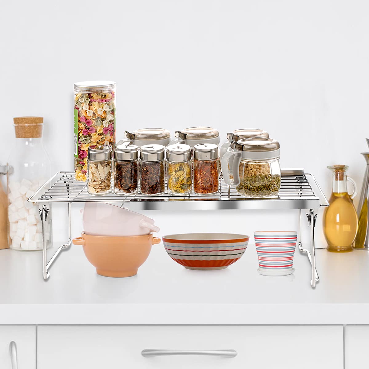 Orgneas shelf with rust-resistant finish for durable use.