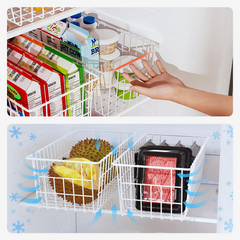 Orgneas freezer bins in deep freezer fit for upright models.