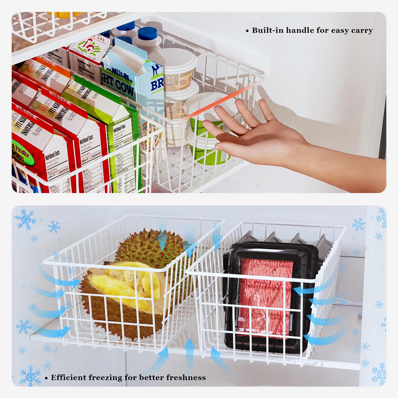 Orgneas freezer bins five-pack expands storage across cabinets and freezers