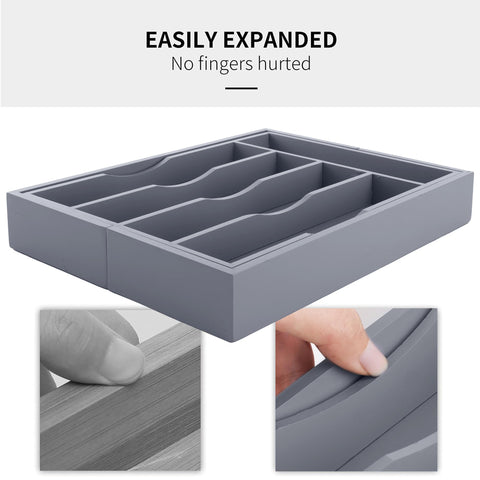 Oridom grey bamboo organizer on countertop, tidy style