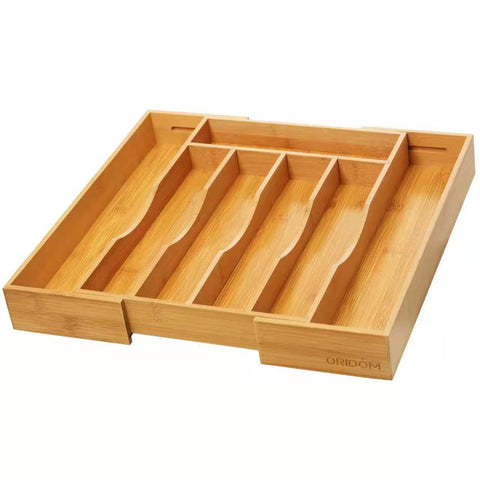 Oridom expandable bamboo drawer organizer easy to clean with warm water and air dry.