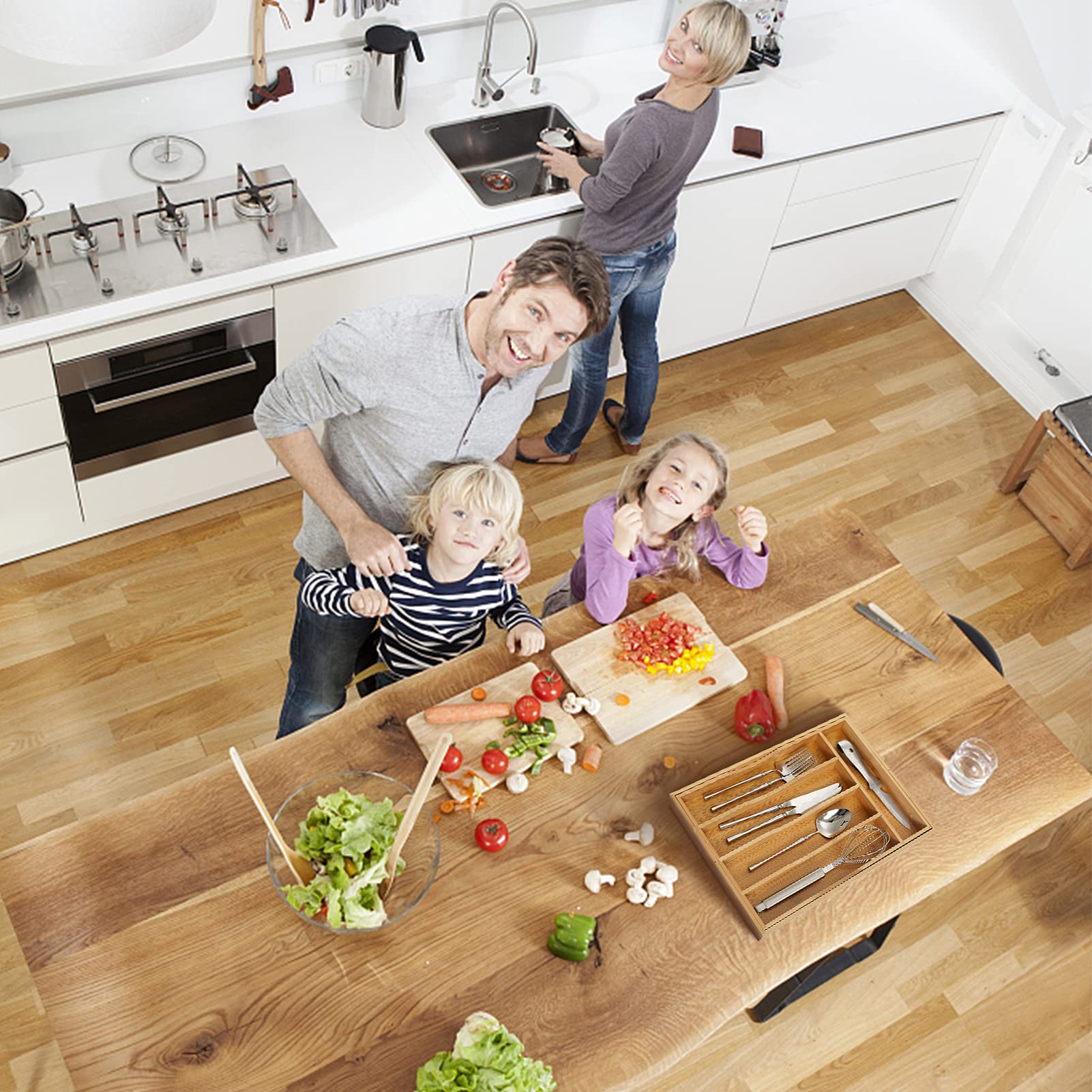 Oridom expandable bamboo drawer organizer drawer-fit for standard drawers and layouts.