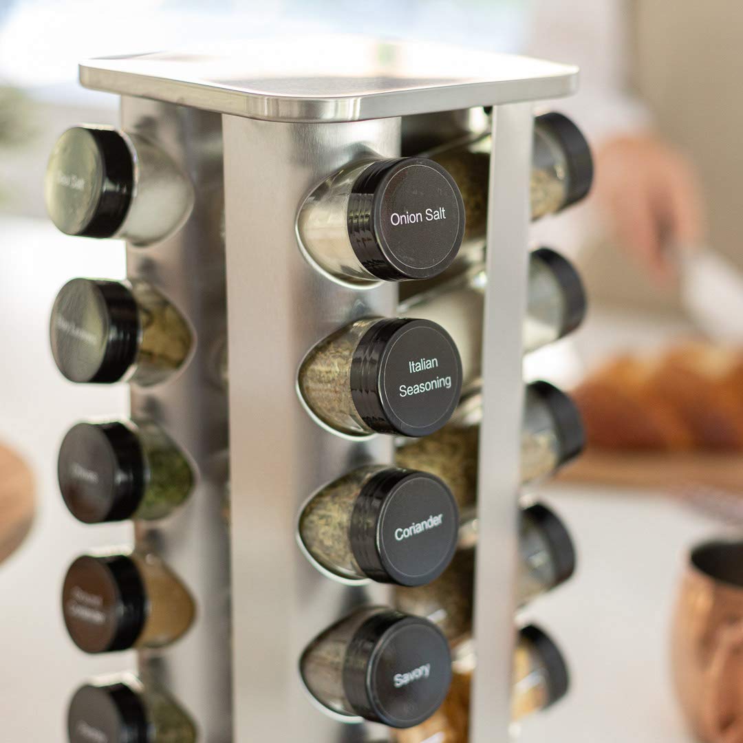 Orii compact spice storage fits small spaces while keeping jars organized.