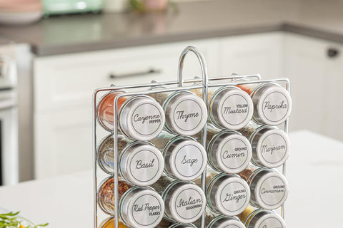 Orii spice rack on a kitchen counter setup for easy access during cooking.