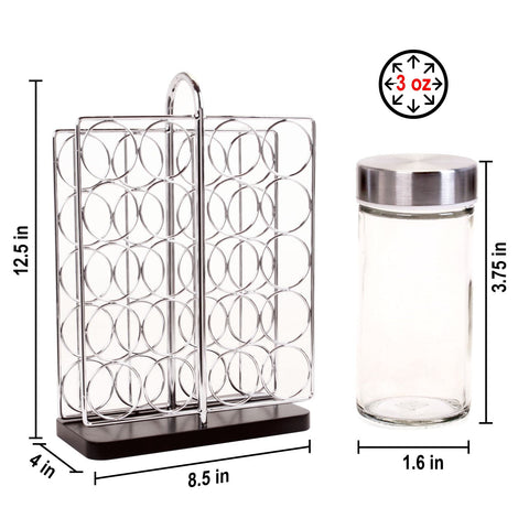 Orii modular spice rack that fits most standard jars for flexibility.