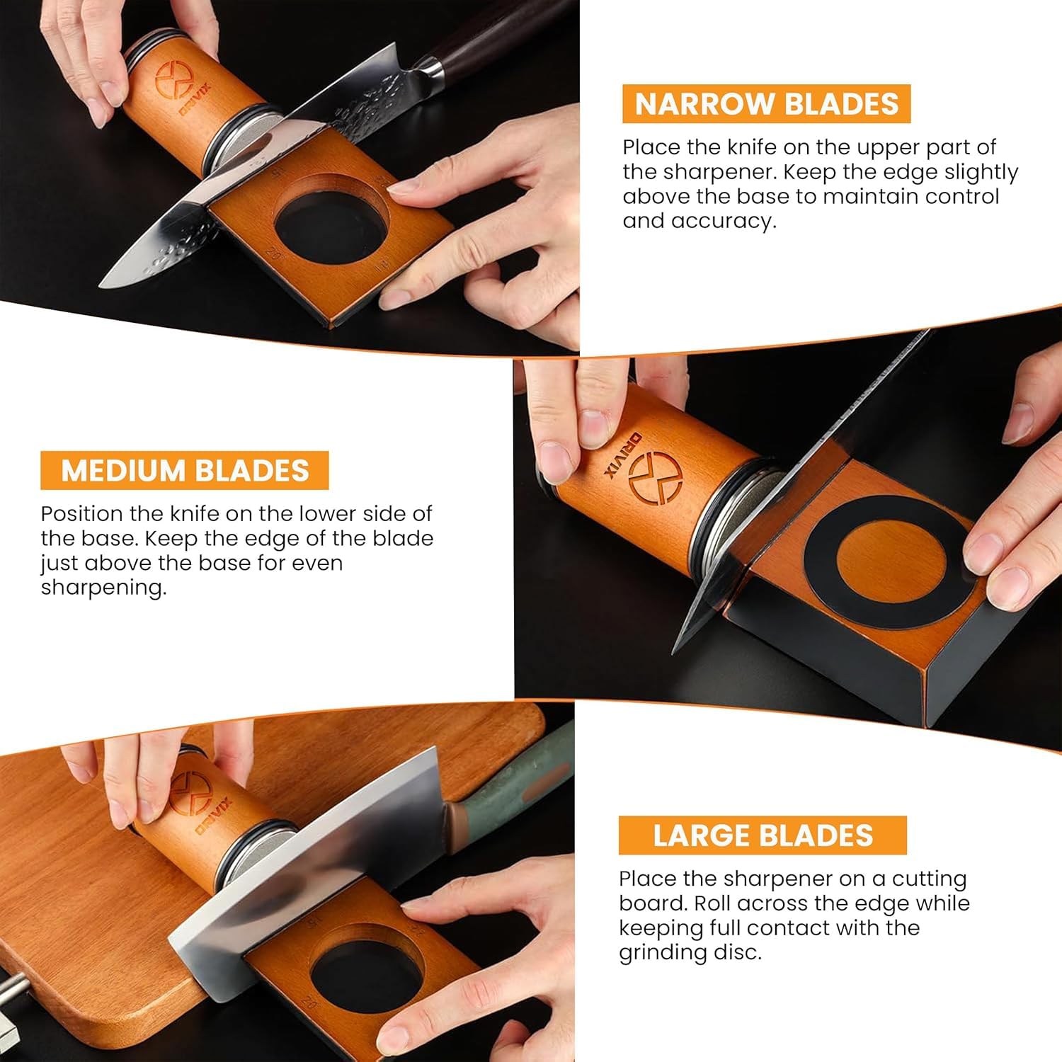 Orivix vegetable-tanned cowhide leather strop for mirror-like finish.