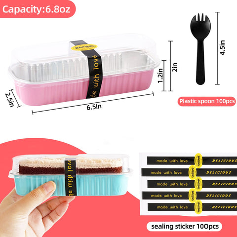 Orlashop mini loaf pans blue with spoons simplify serving mini cakes
