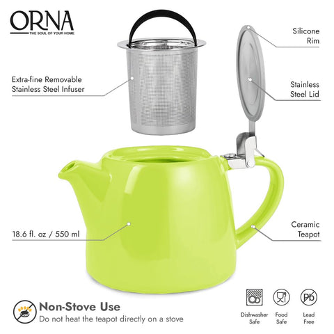 ORNA teapot infuser for loose leaf tea preserves rich flavors in every brew.