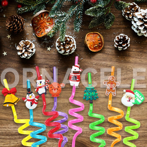 ORNACELE colorful eight-color straw set brightens any Christmas table