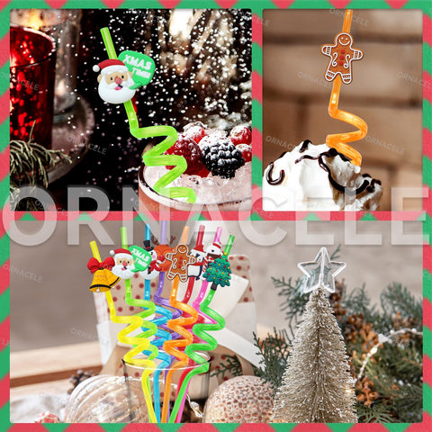ORNACELE jingle-bell design straw for merry seasonal sips