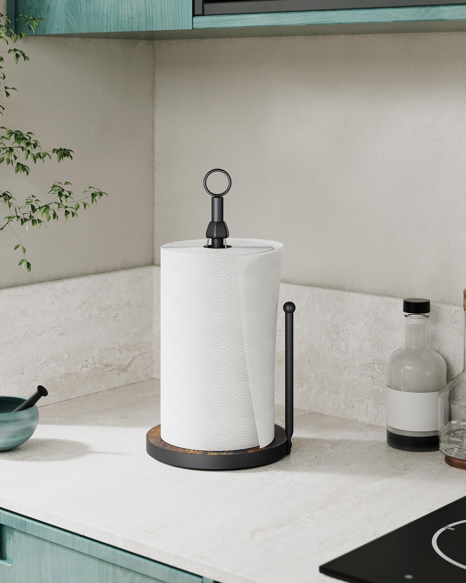 OROPY Countertop holder keeps towels accessible, enhancing kitchen organization.