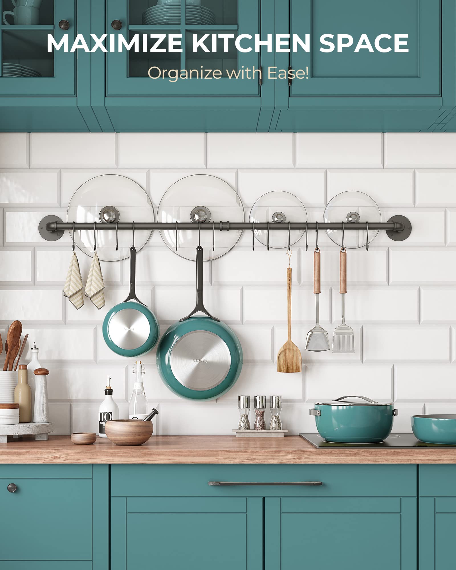 OROPY detachable pans hanging rail for flexible kitchen storage and lids.