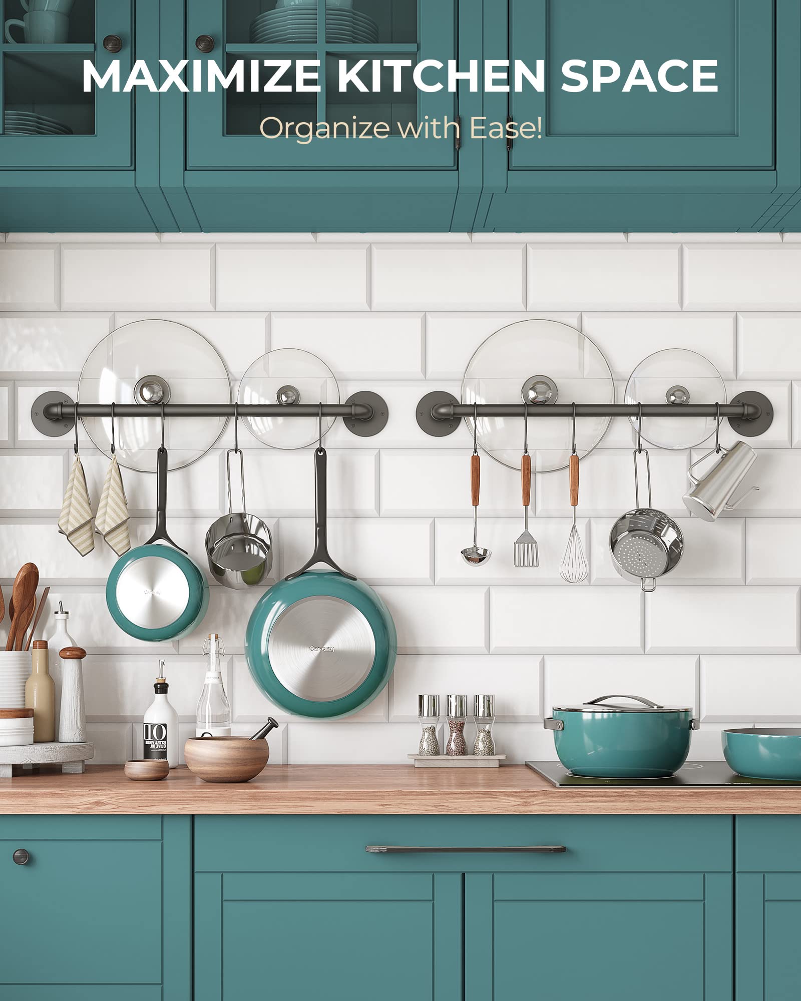OROPY industrial pipe wall hanger with 10 S hooks for versatile storage.