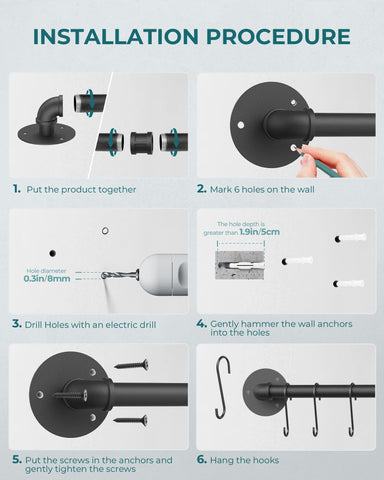 OROPY wall-mounted rack installs quickly with included hardware.