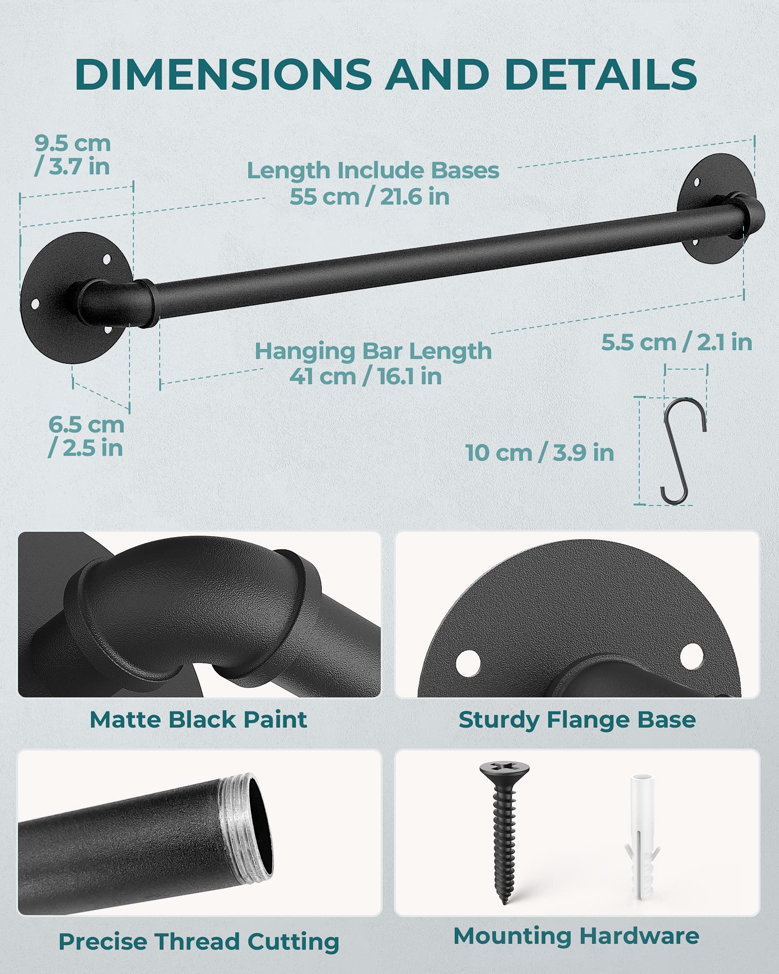 OROPY matte black iron rack closeup shows durable finish.