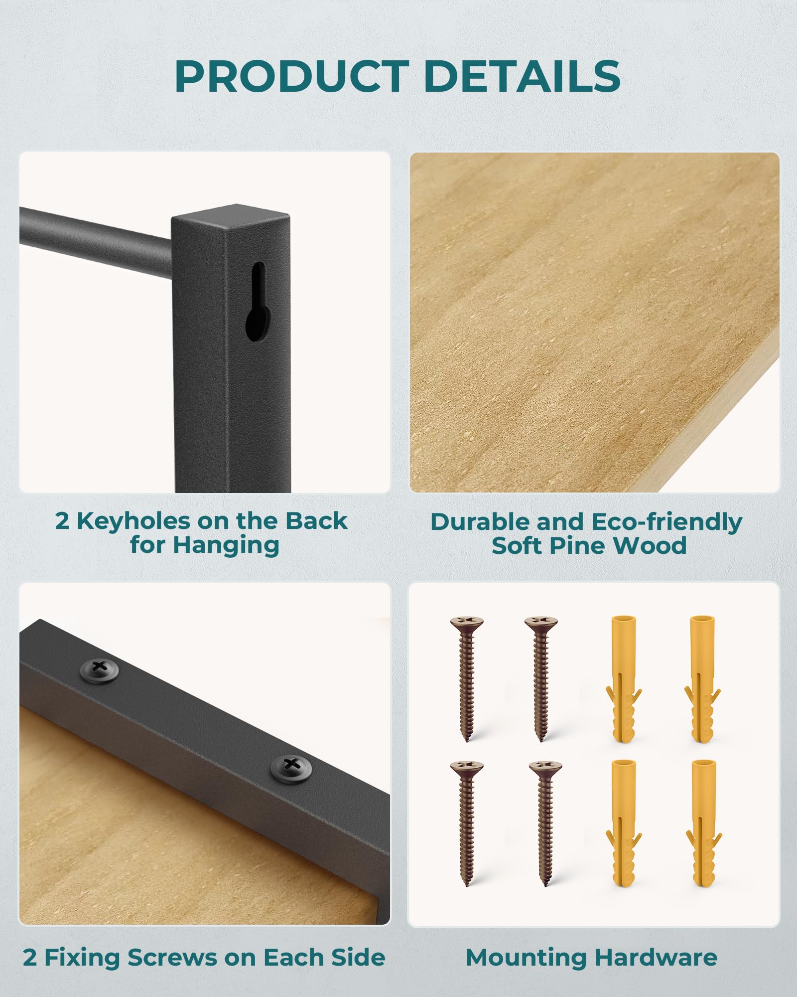 OROPY close-up of pine wood and metal frame highlighting durability.