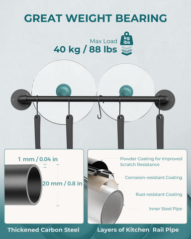 OROPY sturdy iron construction supports up to 80 lbs for cookware.