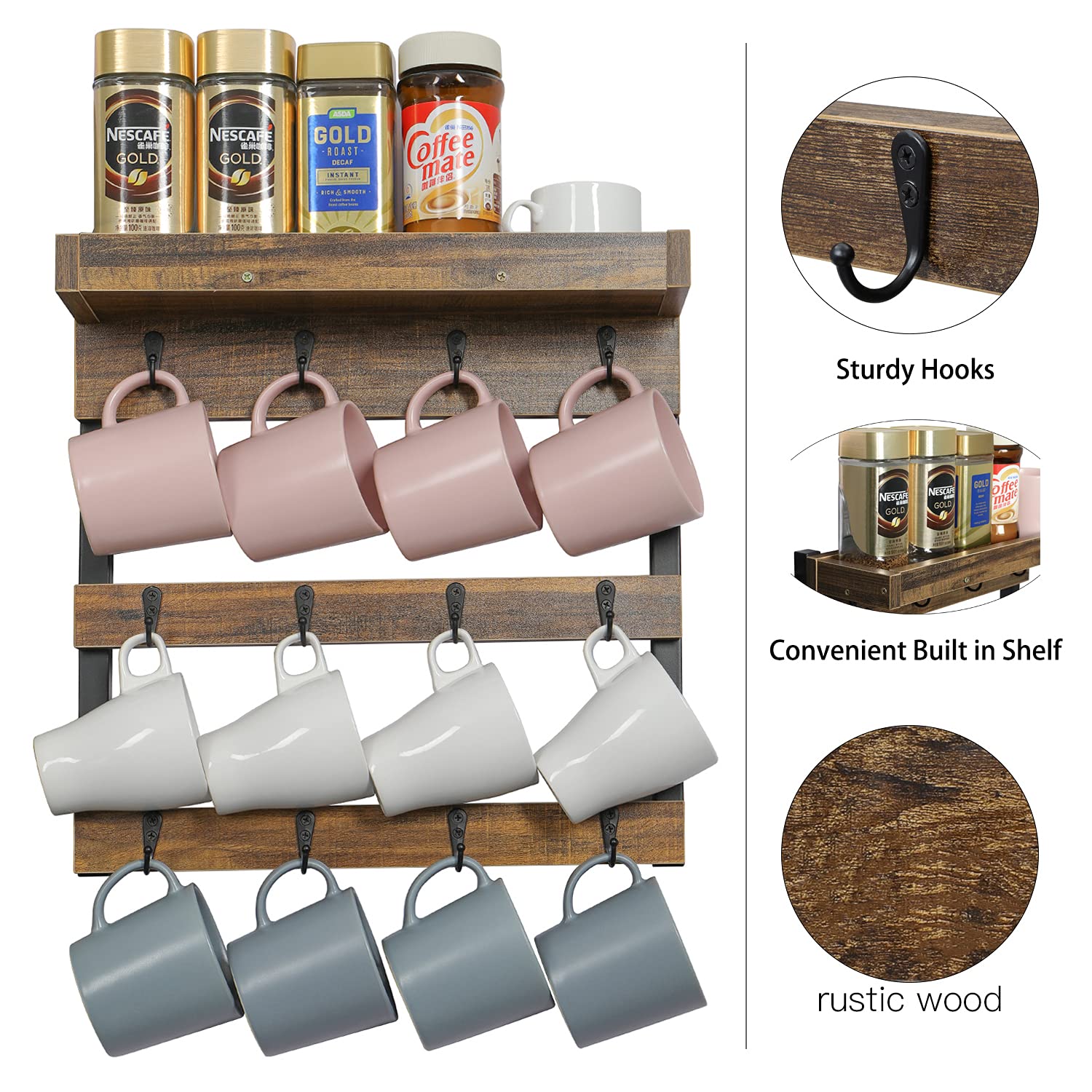OROPY 4.5-inch hook spacing fits most standard mugs securely
