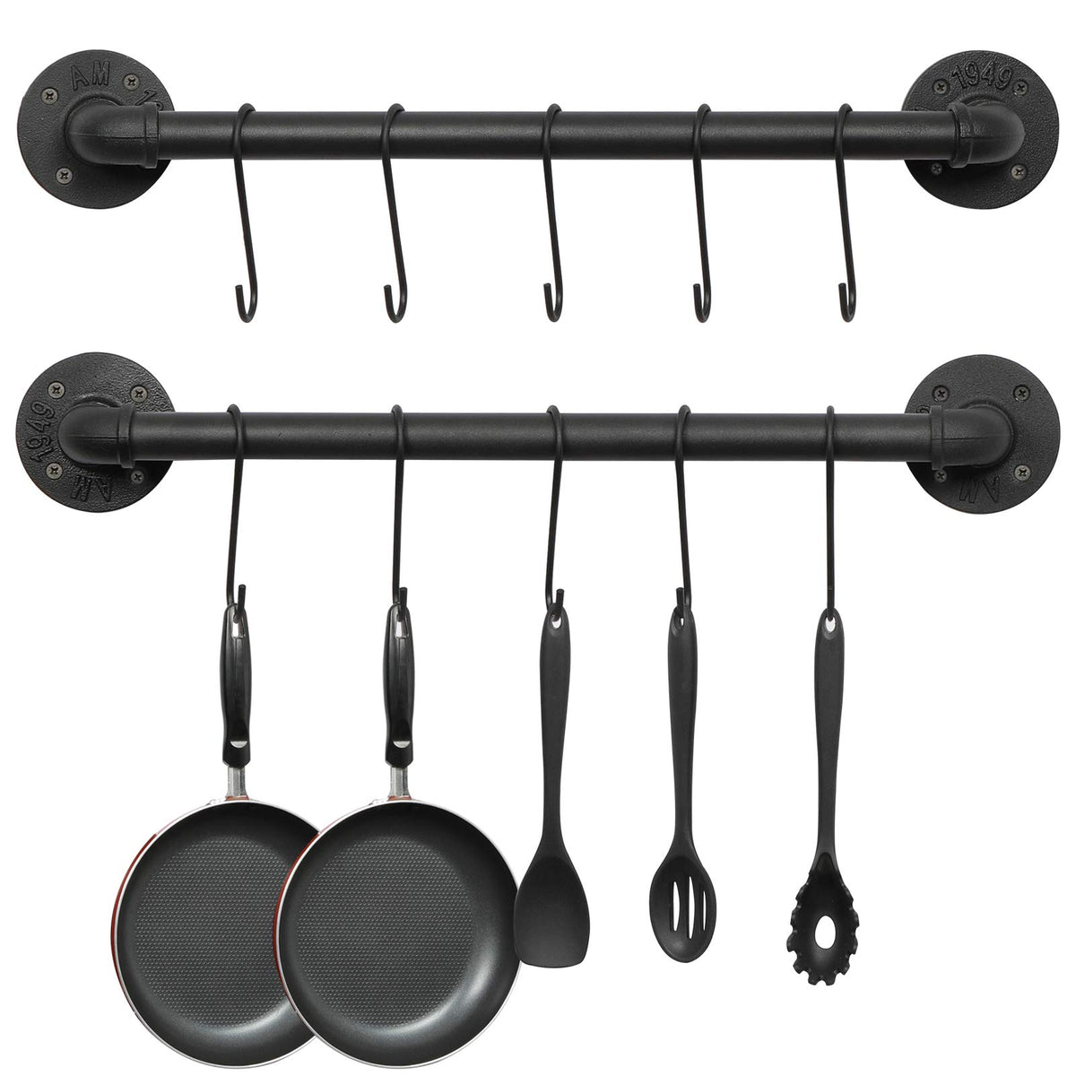 OROPY pot pan rack on wall keeps cookware organized and accessible.