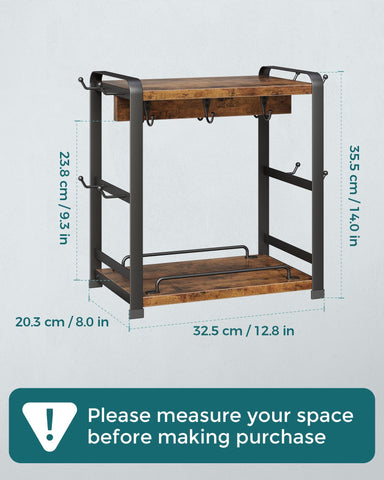 OROPY wooden coffee bar organizer two-tier shelves save counter space