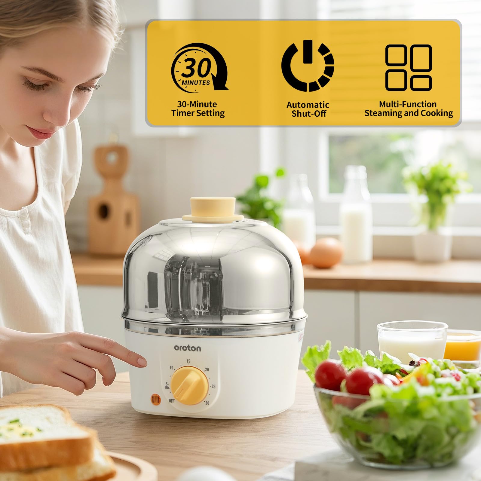 Oroton 9-Egg Cooker steaming tray for healthier meals