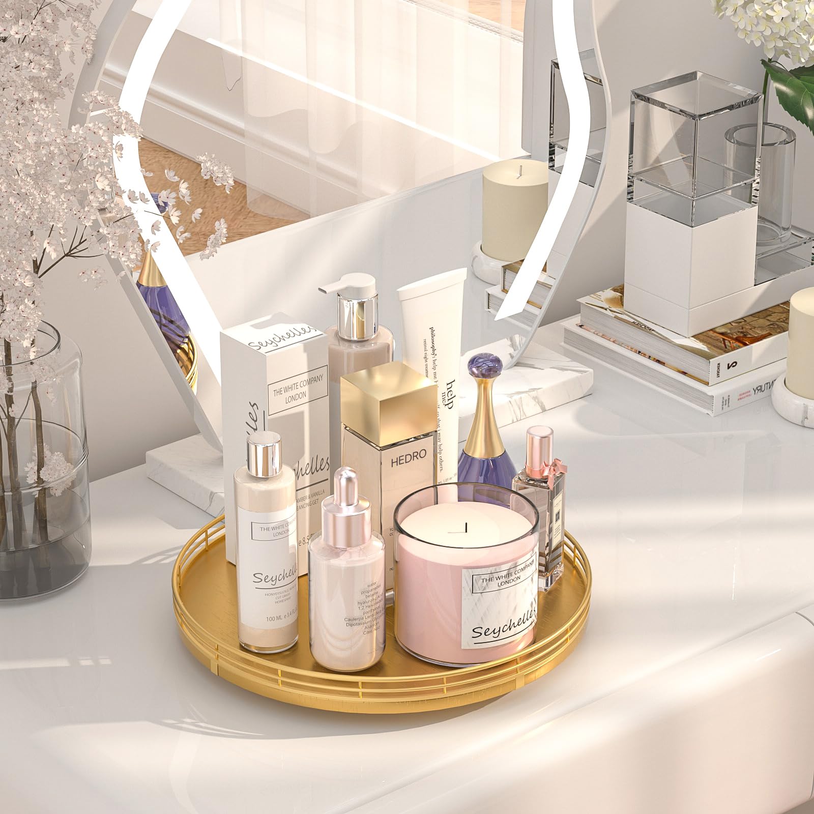 Oroyutor Gold Wood Tray for dining decor highlighting stylish organization and centerpiece potential.