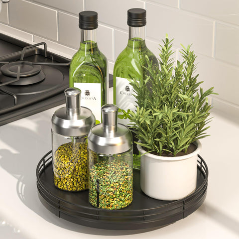 Oroyutor rotating tray keeps spices, oils, and condiments within reach.