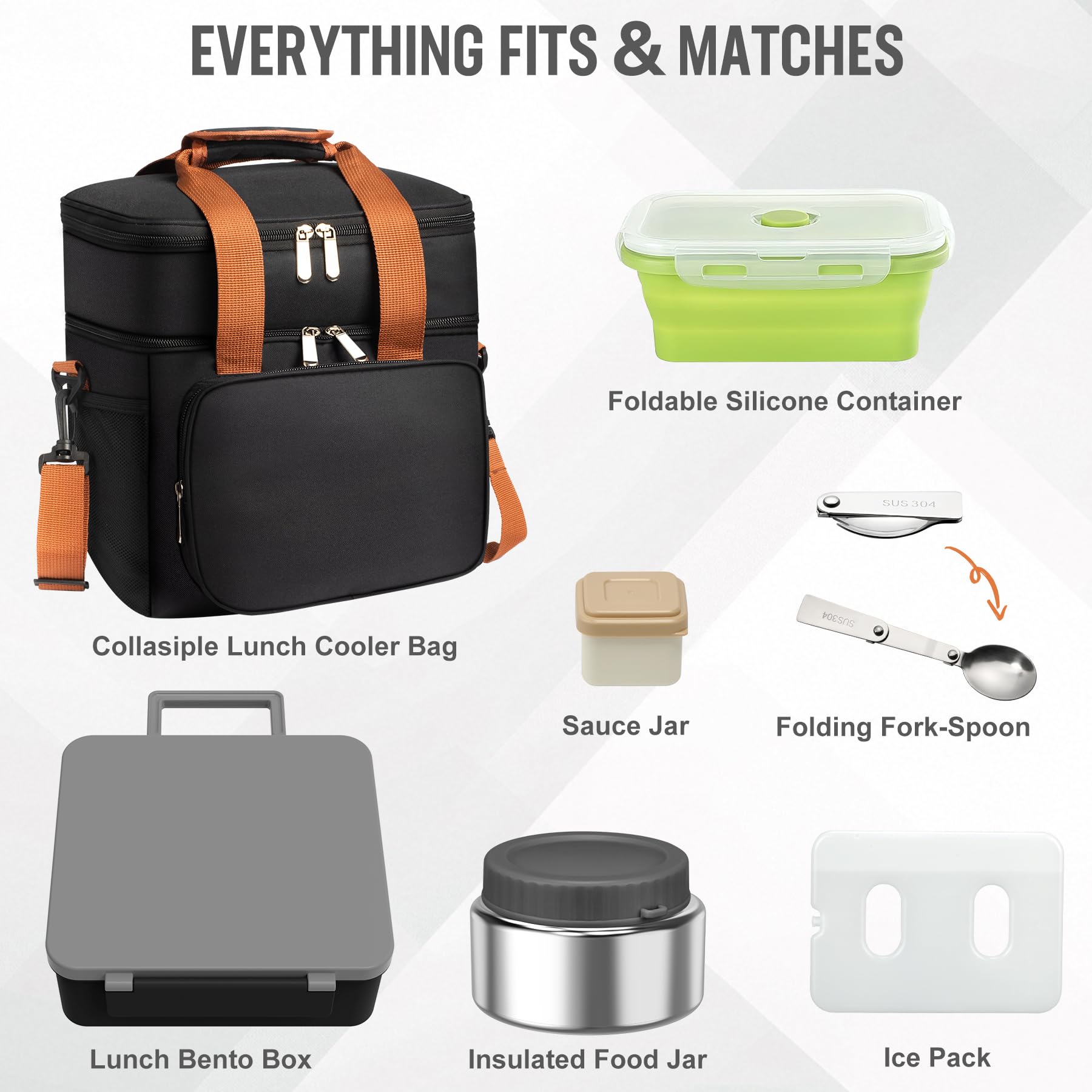 Orylia stylish lunch bag with handle and shoulder strap for easy carry