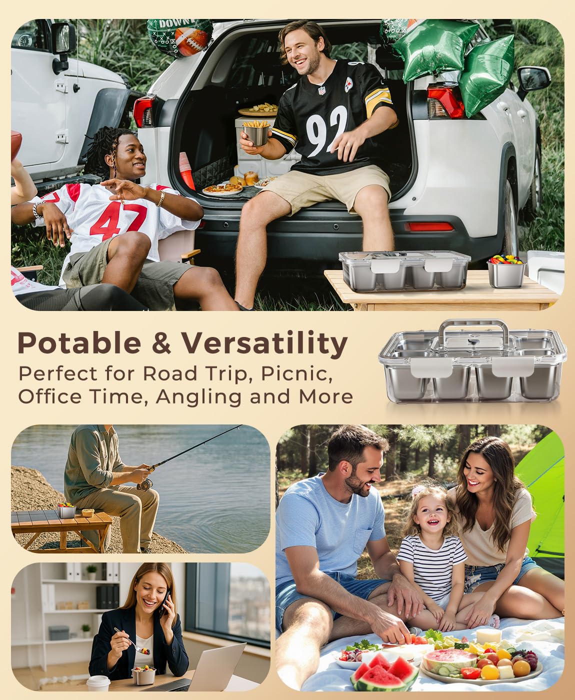 Osfel Snackle Box multi-use design supports snacks, fruit, veggies, and more on the go.