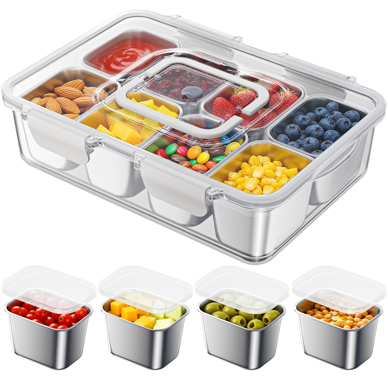 Osfel Snackle Box outer container shows a durable stainless steel design for daily use.