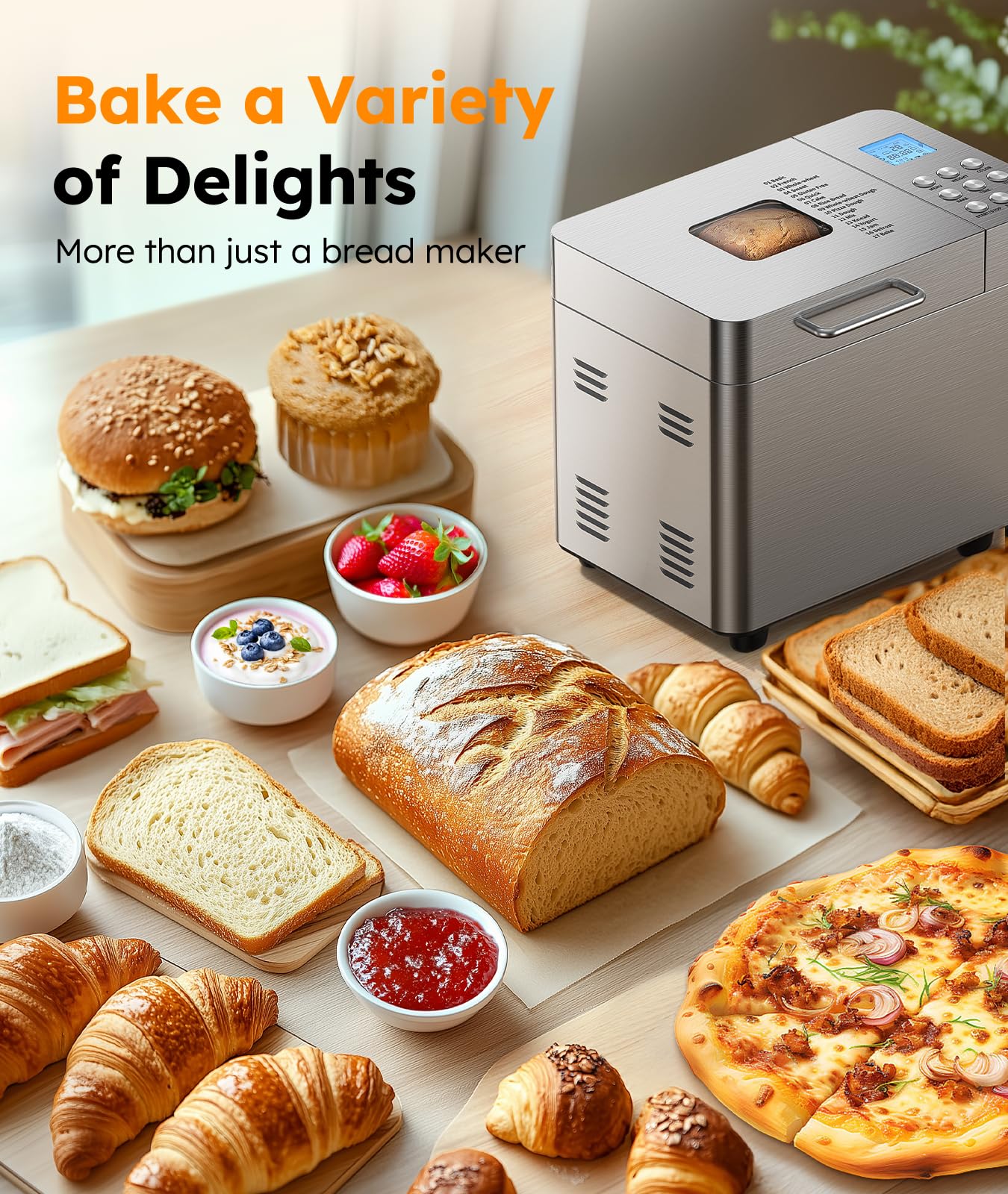 OSIPOTO bread maker crust settings highlighting customizable browning.