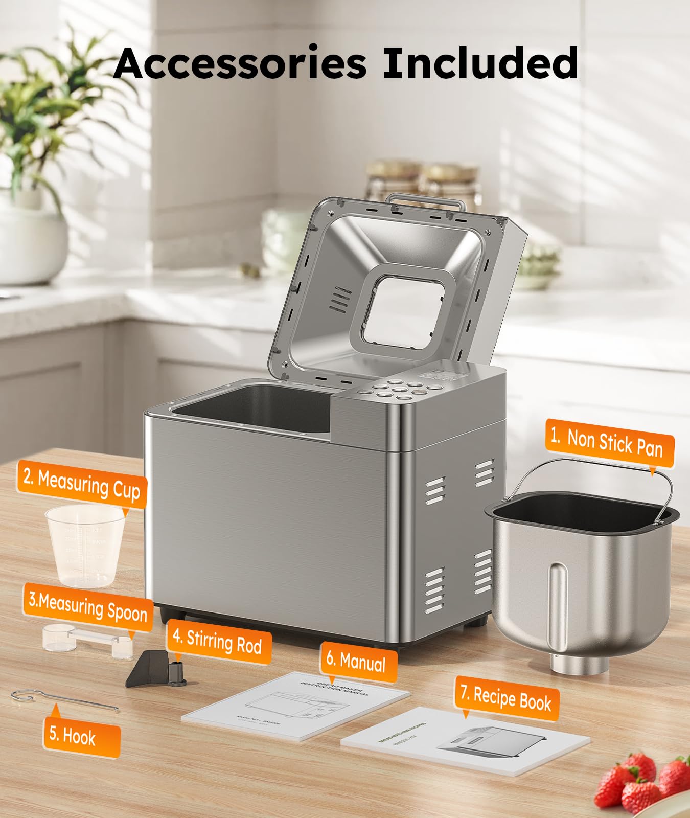 OSIPOTO bread maker easy cleaning with non-stick surface.