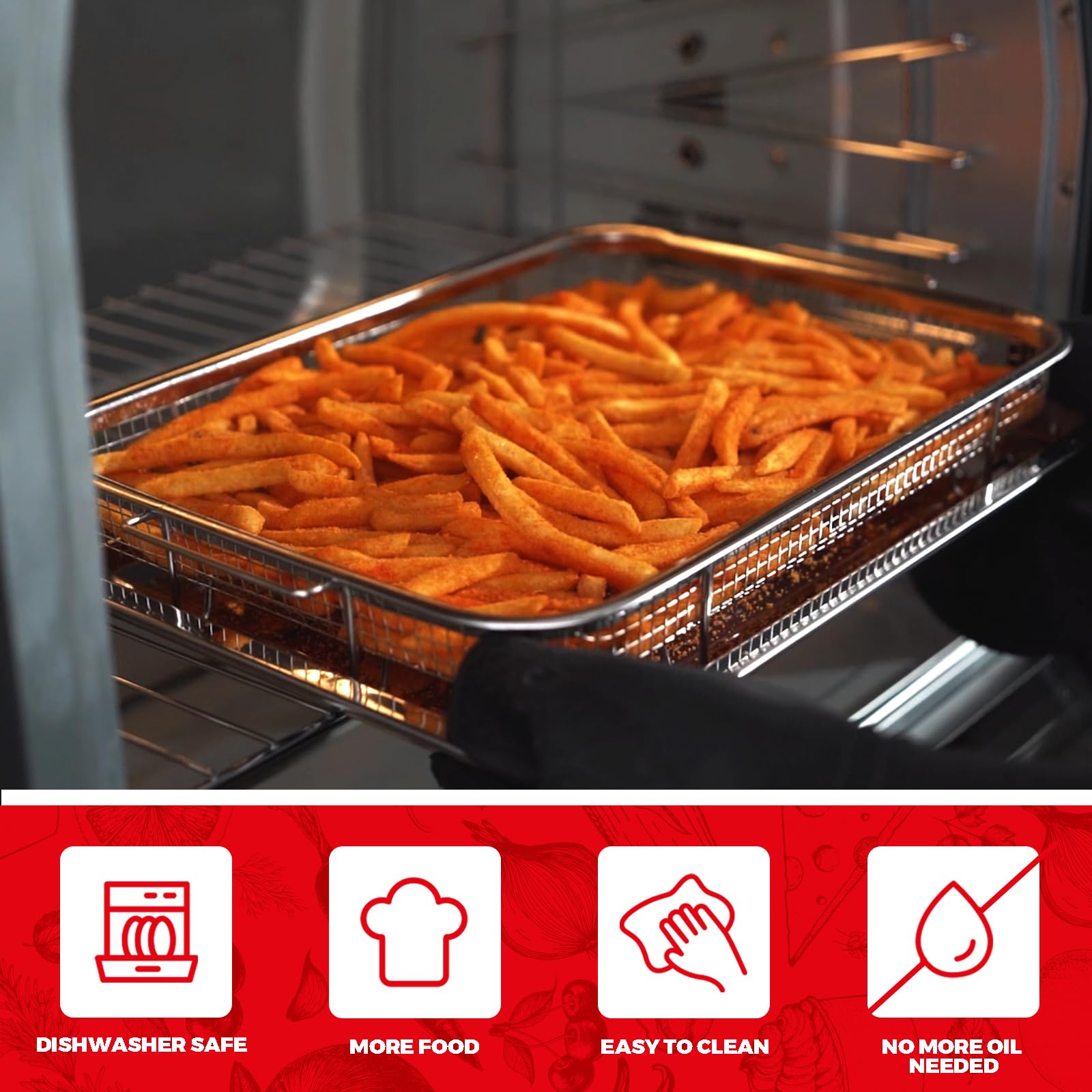 OSJ COOK fries and vegetables come out evenly crisp with 360-degree airflow
