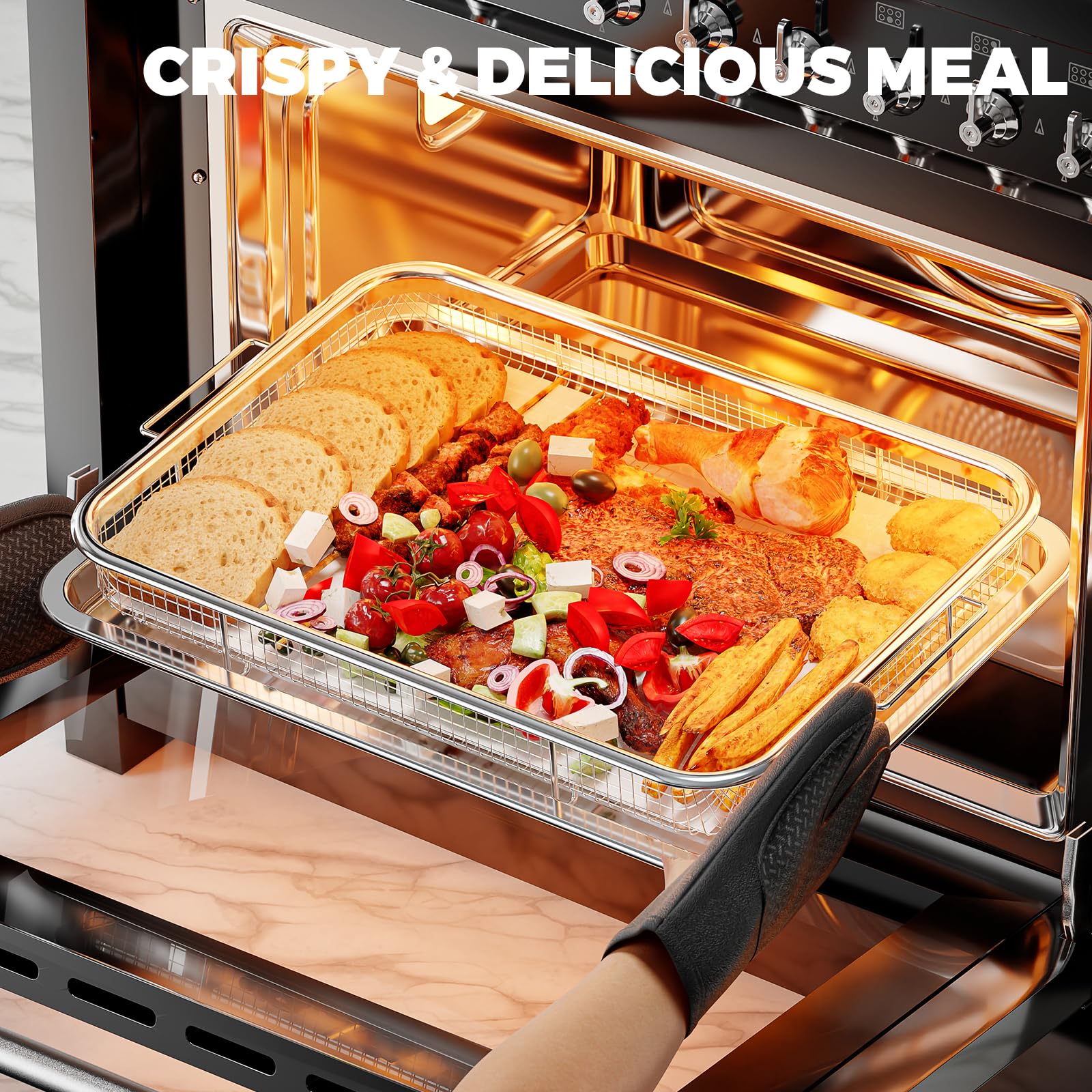 OSJ COOK oil-absorbing paper reduces grease for cleaner oven.
