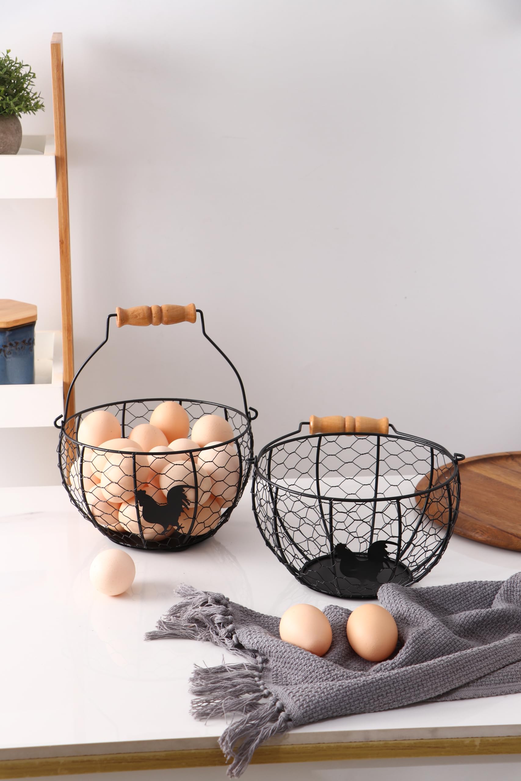 Oskas decorative wire basket with rustic finish complements kitchen or dining room decor